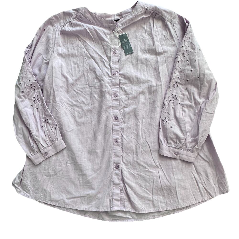 New Lane Bryant Eyelet No Peek Button Down Blouse Shirt Sz 18/20 $70 Boho NWT